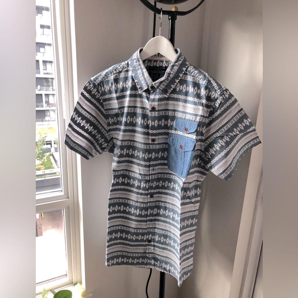 Short sleeve button-up.